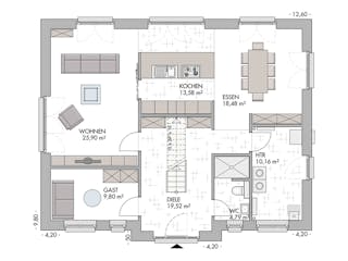 Massivhaus Friesenhaus 200 von ECO System HAUS Schlüsselfertig ab 425900€, Satteldach-Klassiker Grundriss 1