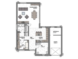 Massivhaus Bauhaus-Modern Classic 180 von ECO System HAUS, Cubushaus Grundriss 1