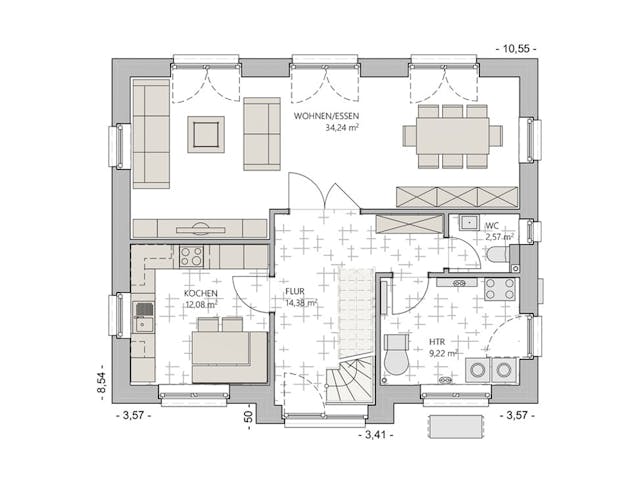 Massivhaus Friesenhaus 140 von ECO System HAUS Schlüsselfertig ab 300800€, Satteldach-Klassiker Grundriss 1 Massivhaus Friesenhaus 140 von ECO System HAUS Schlüsselfertig ab 300800€, Satteldach-Klassiker Grundriss 1