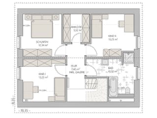 Massivhaus Scheunenhaus 130 von ECO System HAUS Schlüsselfertig ab 310900€, Satteldach-Klassiker Grundriss 2