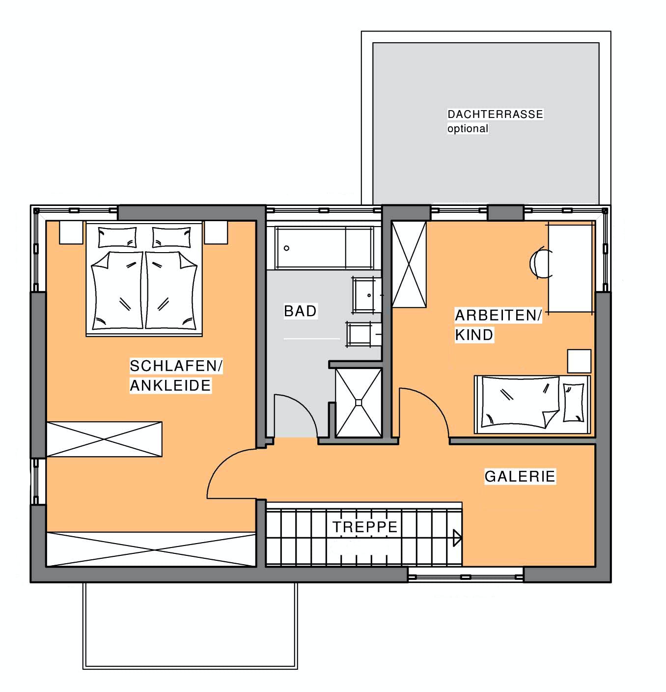 Fertighaus Edition Holz 65 von Meisterstück-HAUS, Cubushaus Grundriss 1