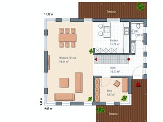 Fertighaus Edition Select 156 von Wolf-Haus Schlüsselfertig ab 395675€, Stadtvilla Grundriss 1