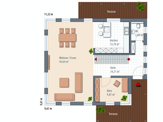 Fertighaus Edition Select 156 von Wolf-Haus Schlüsselfertig ab 395675€, Stadtvilla Grundriss 1