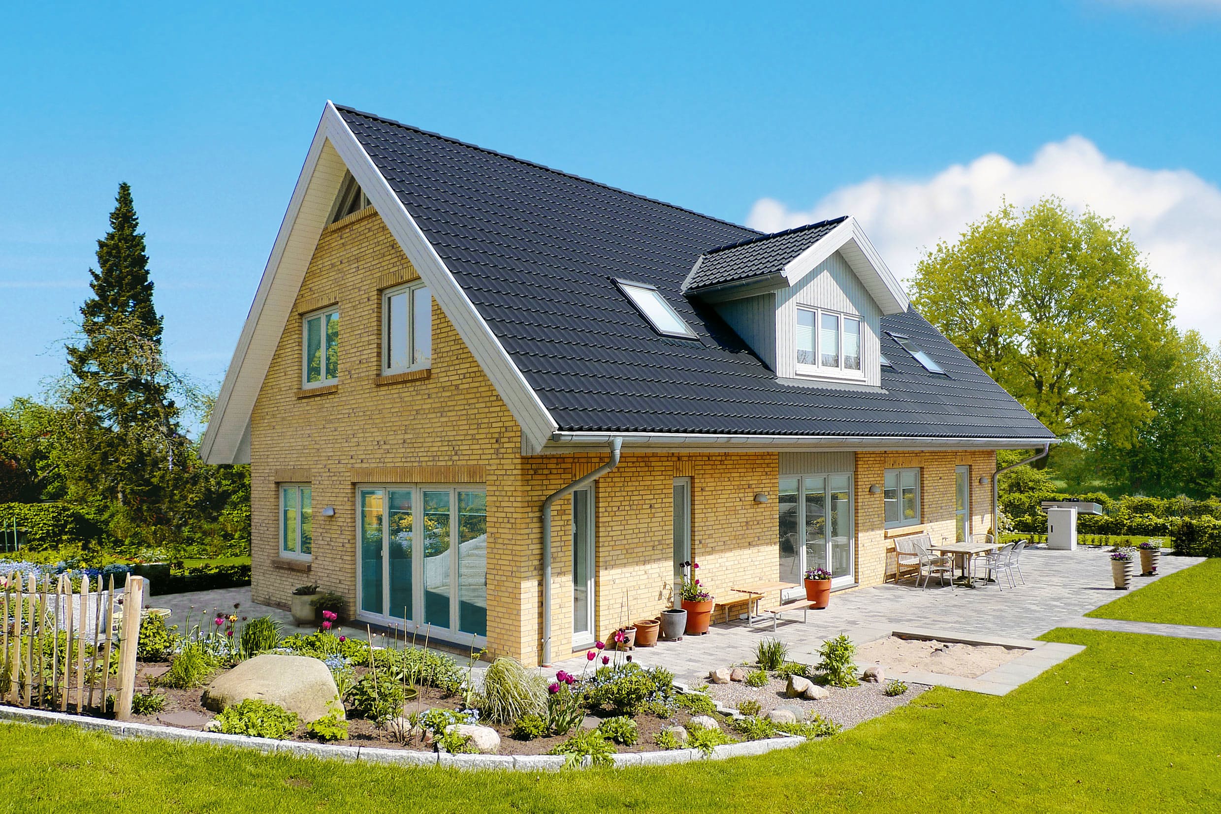 Fertighaus Kopenhagen von Danhaus Deutschland Schlüsselfertig ab 439339€, Satteldach-Klassiker Außenansicht 1