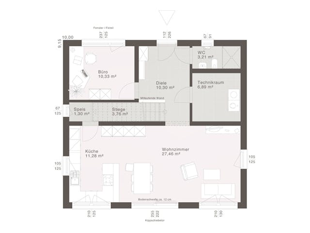 Fertighaus ELK Now 149 - Flachdach von ELK Fertighaus, Cubushaus Grundriss 1