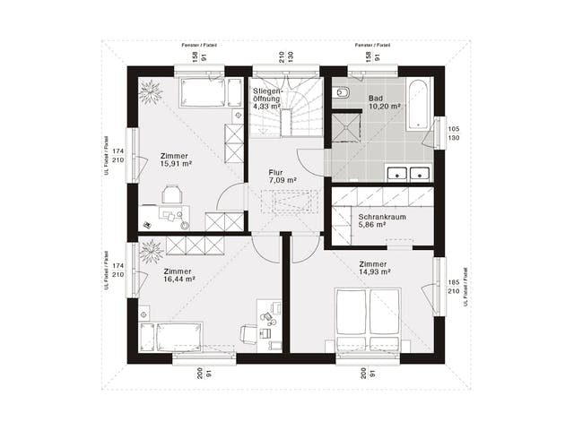 Fertighaus ELK Design 152 - Walmdach von ELK Fertighaus, Stadtvilla Grundriss 2