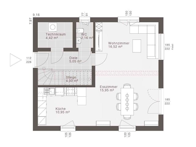 Fertighaus ELK Now 117 - Satteldach von ELK Fertighaus, Satteldach-Klassiker Grundriss 1
