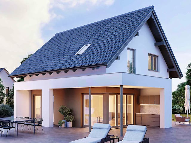 Fertighaus ELK Now 117 - Satteldach von ELK Fertighaus, Satteldach-Klassiker Außenansicht 1