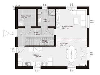 Fertighaus ELK Life 143 - Flachdach von ELK Fertighaus, Cubushaus Grundriss 1