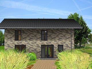 Fertighaus FAMI - 136-S von Erkens Holztechnik Ausbauhaus ab 208000€, Satteldach-Klassiker Außenansicht 5