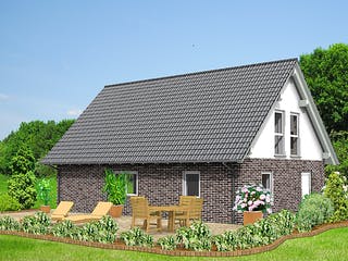 Fertighaus FAMI - 137-S von Erkens Holztechnik Ausbauhaus ab 195000€, Satteldach-Klassiker Außenansicht 2