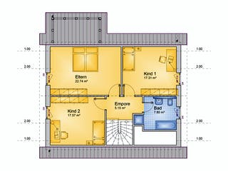 Fertighaus FAMI - 138-S von Erkens Holztechnik Ausbauhaus ab 215000€, Satteldach-Klassiker Grundriss 2