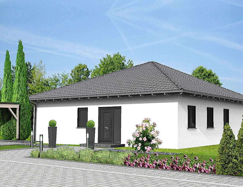 Fertighaus ONE - 114-W von Erkens Holztechnik Ausbauhaus ab 145000€, Bungalow Außenansicht 1