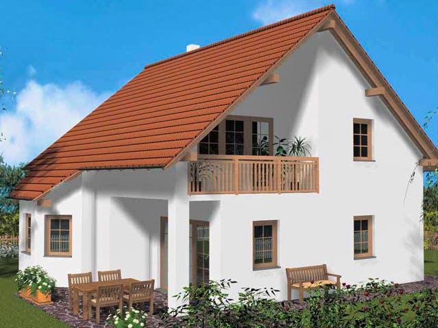 Massivhaus Evergreen von Wagener Systemhausbau Schlüsselfertig ab 169000€, Satteldach-Klassiker Außenansicht 1