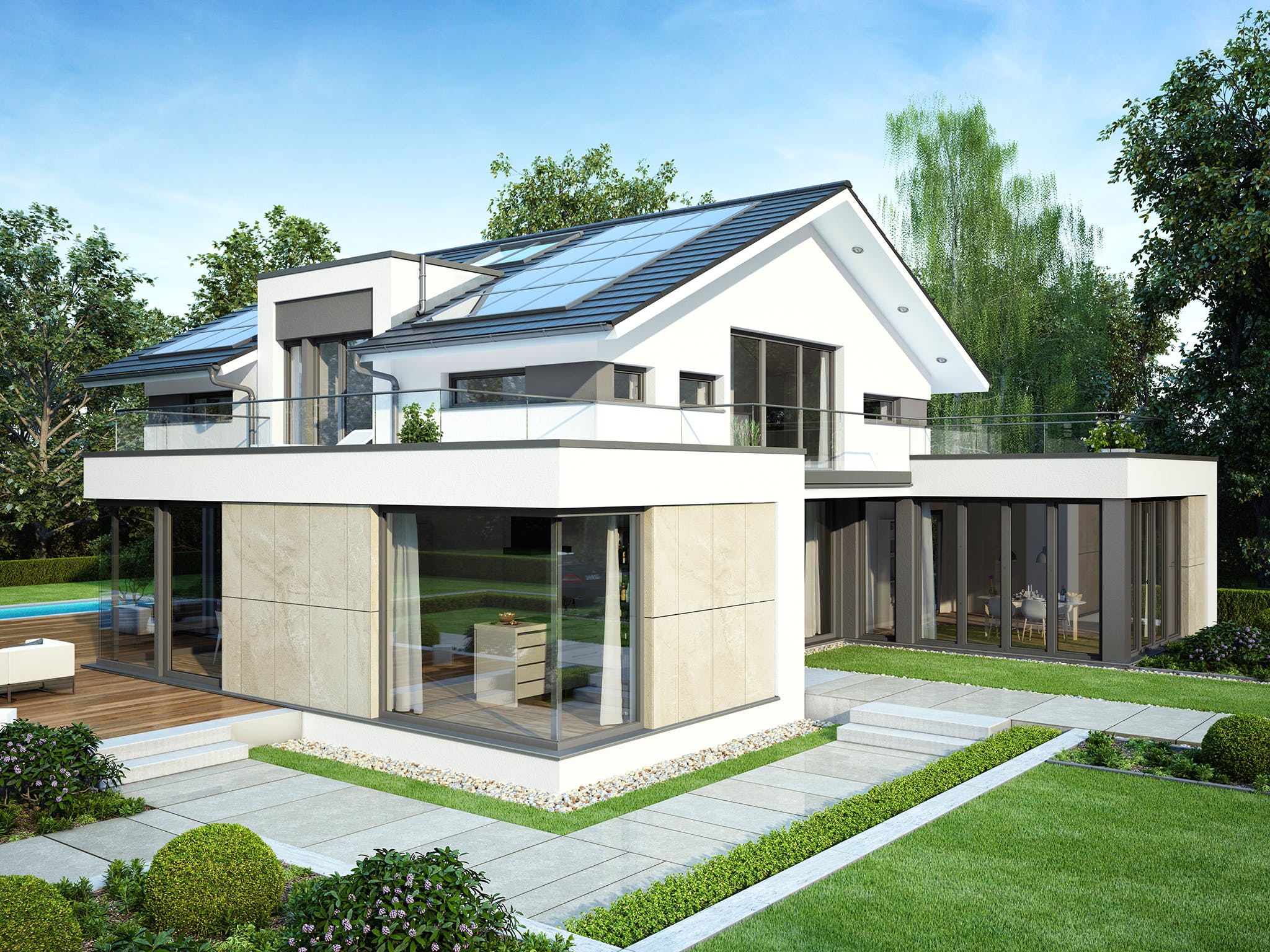 Fertighaus CONCEPT-M 211 Mannheim von Bien-Zenker Schlüsselfertig ab 886670€, Satteldach-Klassiker Außenansicht 2