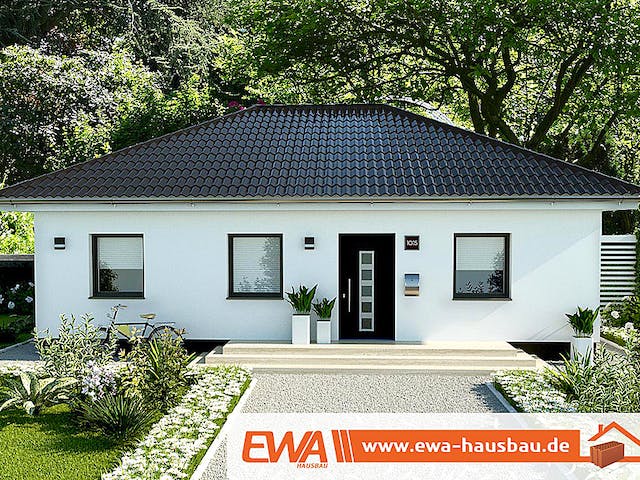 Massivhaus Bungalow Fehmarn von EWA Hausbau Schlüsselfertig ab 217990€, Bungalow Außenansicht 1