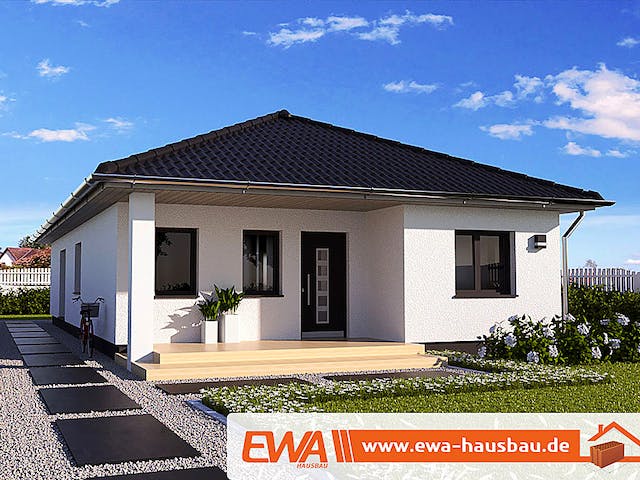 Massivhaus Bungalow Spreeblick von EWA Hausbau Schlüsselfertig ab 255990€, Bungalow Außenansicht 1