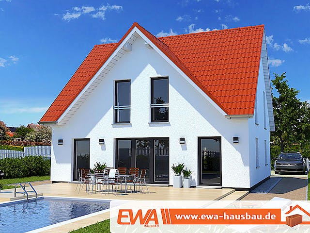 Massivhaus Landhaus Teltow von EWA Hausbau Schlüsselfertig ab 322990€,  Außenansicht 1