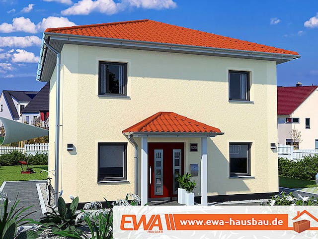 Massivhaus Stadtvilla Magdeburg von EWA Hausbau Schlüsselfertig ab 274990€, Stadtvilla Außenansicht 1