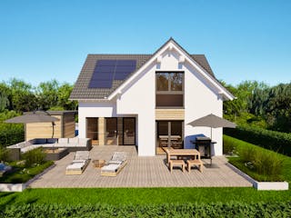 Massivhaus Entwurf SL168 von FAVORIT Massivhaus, Satteldach-Klassiker Außenansicht 2