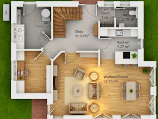 Massivhaus Stadtvilla 138 von AMR-Wohnbau Schlüsselfertig ab 342000€, Stadtvilla Grundriss 1