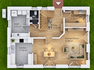 Massivhaus Satteldach 148 von AMR-Wohnbau Schlüsselfertig ab 321000€, Satteldach-Klassiker Grundriss 1