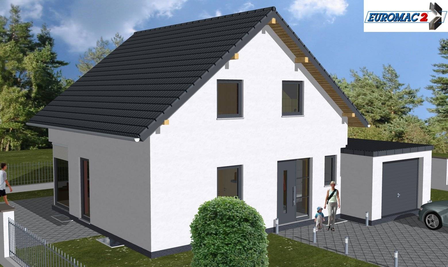 Massivhaus Family 110 SD von EUROMAC 2 S.A.S. Bausatzhaus ab 32119€, Satteldach-Klassiker Außenansicht 1