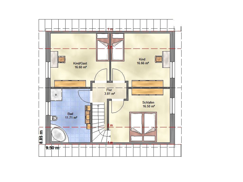 Massivhaus Family 125 SD von EUROMAC 2 S.A.S. Bausatzhaus ab 39788€, Satteldach-Klassiker Grundriss 1