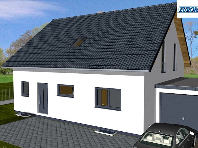 Massivhaus Family 160 SG von EUROMAC 2 S.A.S. Bausatzhaus ab 42704€, Satteldach-Klassiker Außenansicht 1
