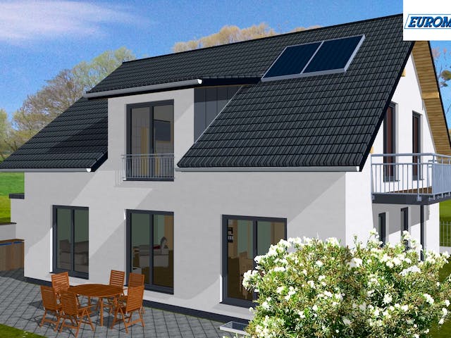 Massivhaus Family 160 SG von EUROMAC 2 S.A.S. Bausatzhaus ab 42704€, Satteldach-Klassiker Außenansicht 3