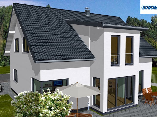 Massivhaus Family 200 SG von EUROMAC 2 S.A.S. Bausatzhaus ab 44506€, Satteldach-Klassiker Außenansicht 3