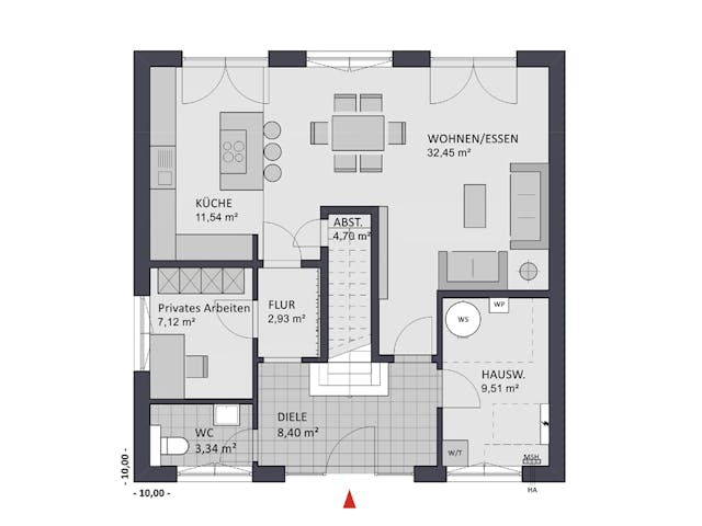 Massivhaus Citylife 148 edition von FAVORIT Massivhaus Schlüsselfertig ab 370260€, Stadtvilla Grundriss 1