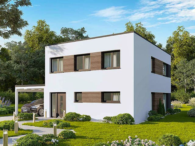 Massivhaus Concept Design 122 edition - Flachdach von FAVORIT Massivhaus Schlüsselfertig ab 304590€, Cubushaus Außenansicht 1
