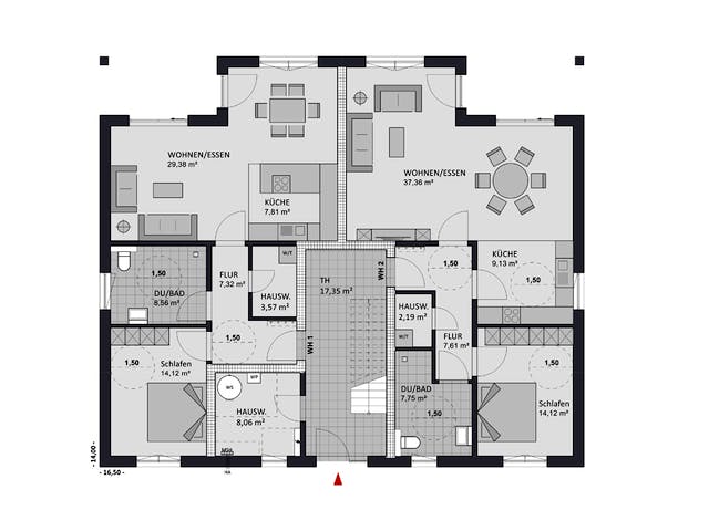 Massivhaus Format 6-484 von FAVORIT Massivhaus Schlüsselfertig ab 1148720€, Satteldach-Klassiker Grundriss 1