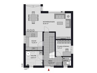 Massivhaus Noblesse 142 editon von FAVORIT Massivhaus Schlüsselfertig ab 333990€, Satteldach-Klassiker Grundriss 1