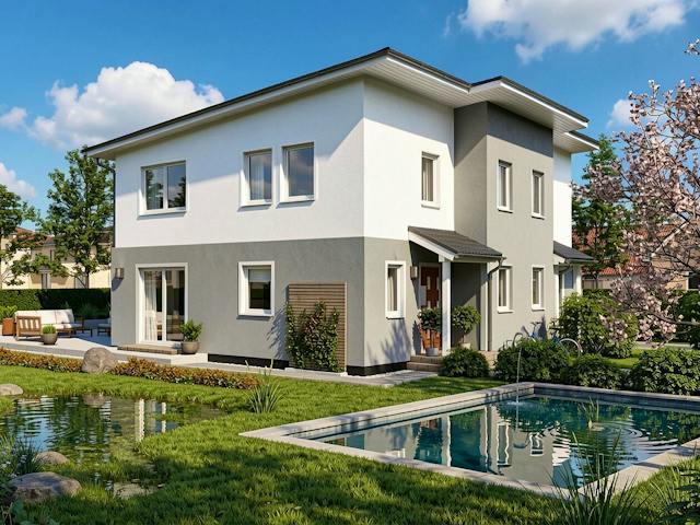 Massivhaus Ribnitz von TIMOWA Massivhäuser Schlüsselfertig ab 486900€, Pultdachhaus Außenansicht 1