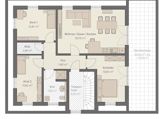 Massivhaus Haus Grünheide (5 WE) von ROTH MASSIVHAUS Schlüsselfertig ab 1452500€, Cubushaus Grundriss 3