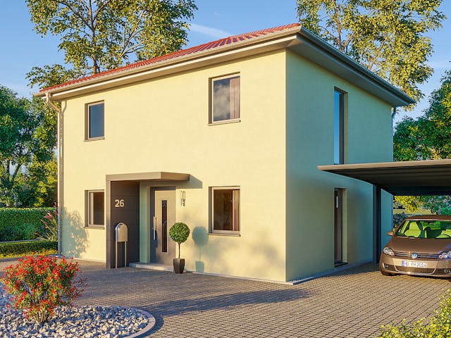 Massivhaus Stadtvilla Brandenburg von Febro Massivhaus Schlüsselfertig ab 255800€, Stadtvilla Außenansicht 1 Massivhaus Stadtvilla Brandenburg von Febro Massivhaus Schlüsselfertig ab 255800€, Stadtvilla Außenansicht 1