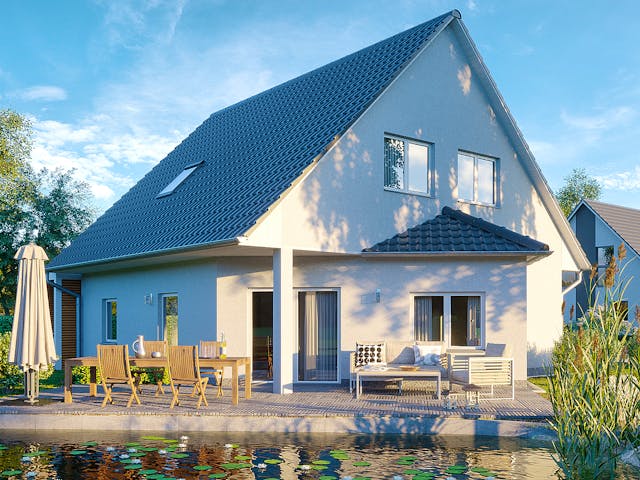 Massivhaus Einfamilienhaus Edersee von Febro Massivhaus Schlüsselfertig ab 271800€, Satteldach-Klassiker Außenansicht 1 Massivhaus Einfamilienhaus Edersee von Febro Massivhaus Schlüsselfertig ab 271800€, Satteldach-Klassiker Außenansicht 1