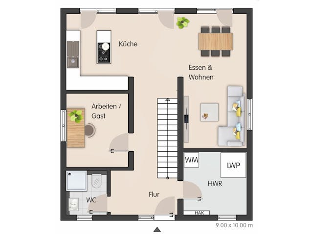 Massivhaus Stadtvilla Magdeburg von Febro Massivhaus Schlüsselfertig ab 307100€, Stadtvilla Grundriss 1