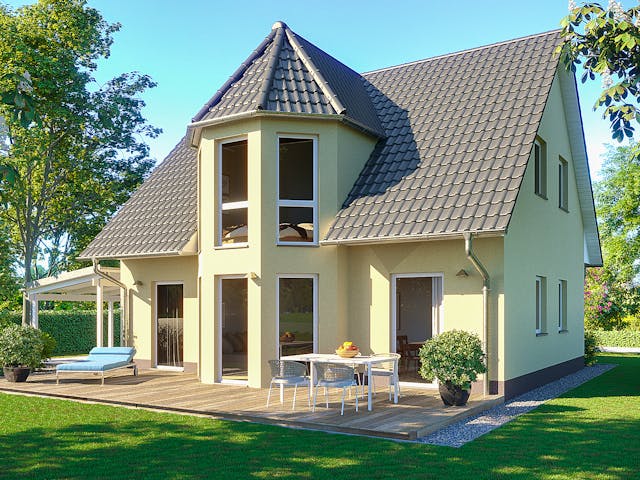 Massivhaus Einfamilienhaus Marburg von Febro Massivhaus Schlüsselfertig ab 276800€, Satteldach-Klassiker Außenansicht 1