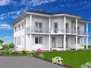 Massivhaus Stadtvilla Klassisch 277 m² mit LIAPLAN gebaut von Mein Haus Bausysteme, Stadtvilla Außenansicht 10