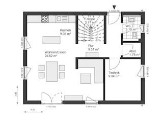 Fertighaus White&Black 120 von WHITE&BLACK Fertighäuser Ausbauhaus ab 162224€, Satteldach-Klassiker Grundriss 1