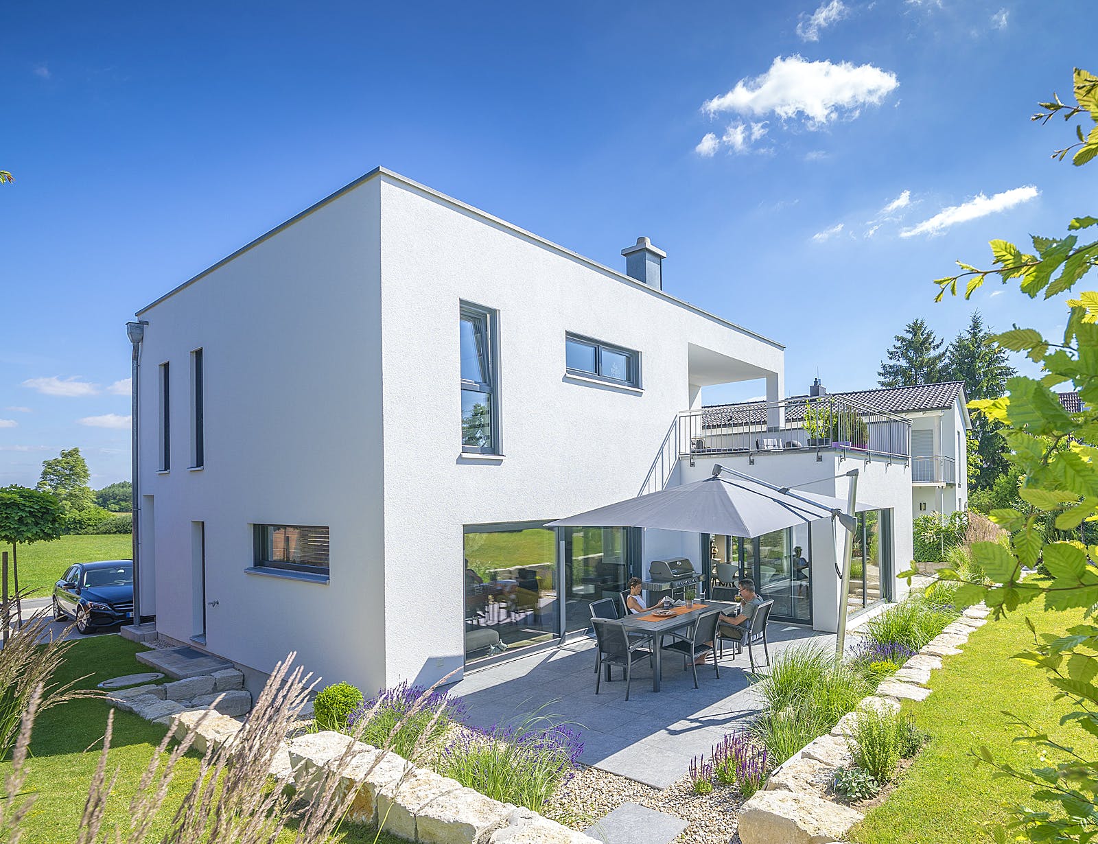 Fertighaus Bauhaus 190 von FischerHaus Schlüsselfertig ab 456000€, Cubushaus Außenansicht 1