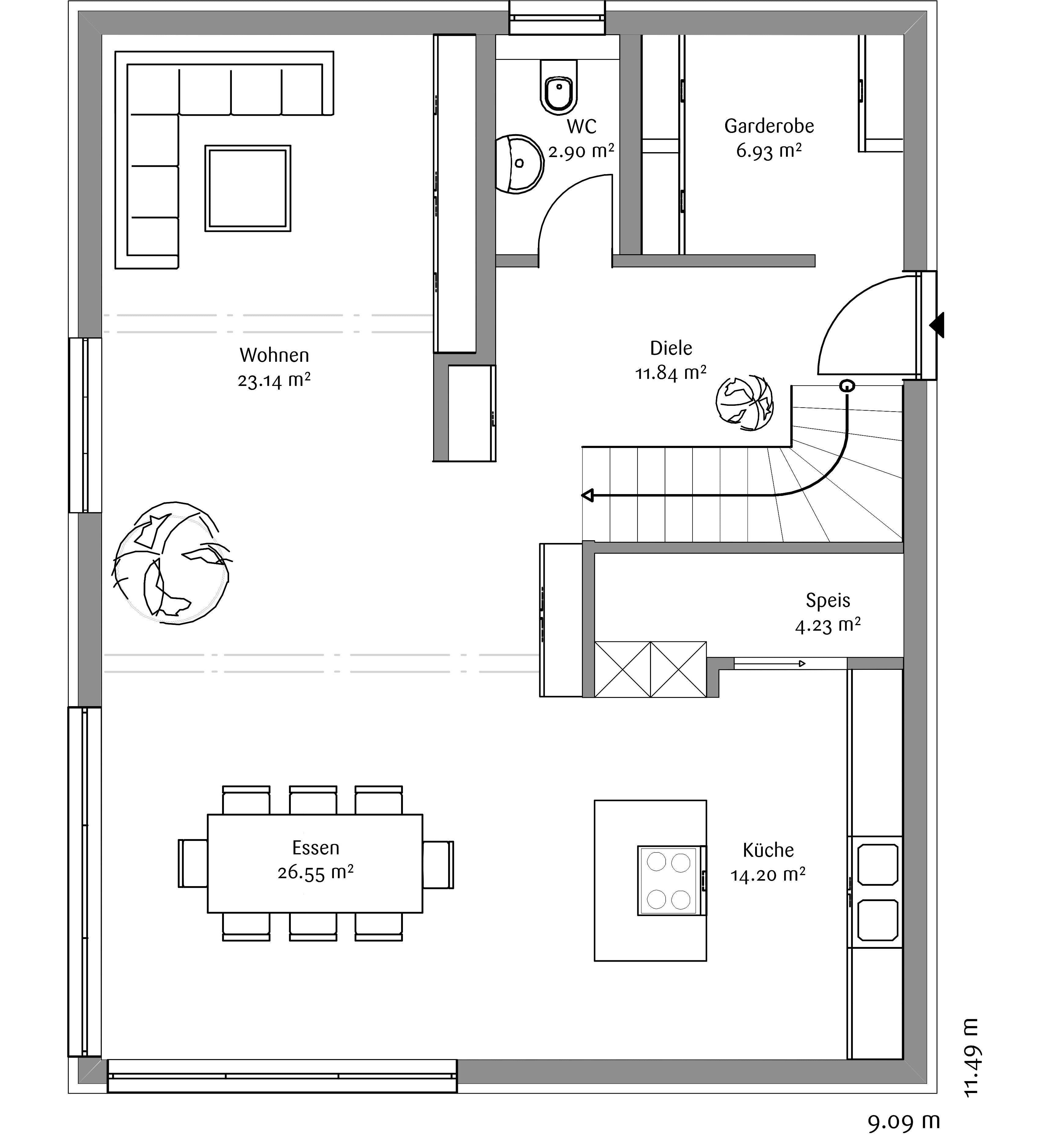 Fertighaus Klassisch 156 von FischerHaus Schlüsselfertig ab 343200€, Satteldach-Klassiker Grundriss 1