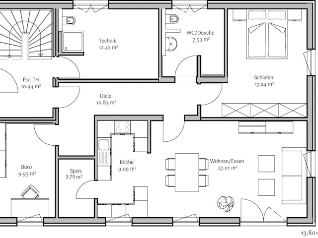 Fertighaus Klassisch 212 von FischerHaus Schlüsselfertig ab 615648€, Satteldach-Klassiker Grundriss 1 Fertighaus Klassisch 212 von FischerHaus Schlüsselfertig ab 615648€, Satteldach-Klassiker Grundriss 1