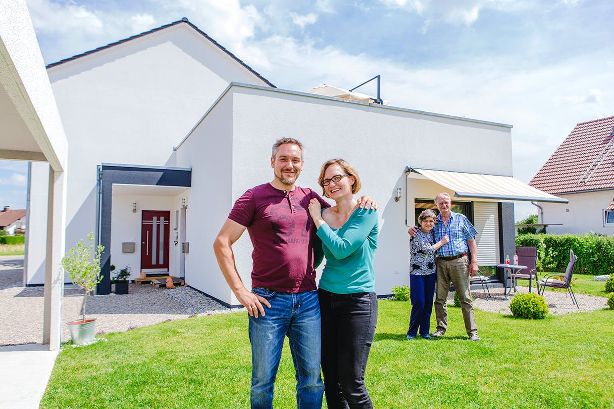 Fertighaus Modern 191 von FischerHaus Schlüsselfertig ab 473404€, Satteldach-Klassiker Außenansicht 1