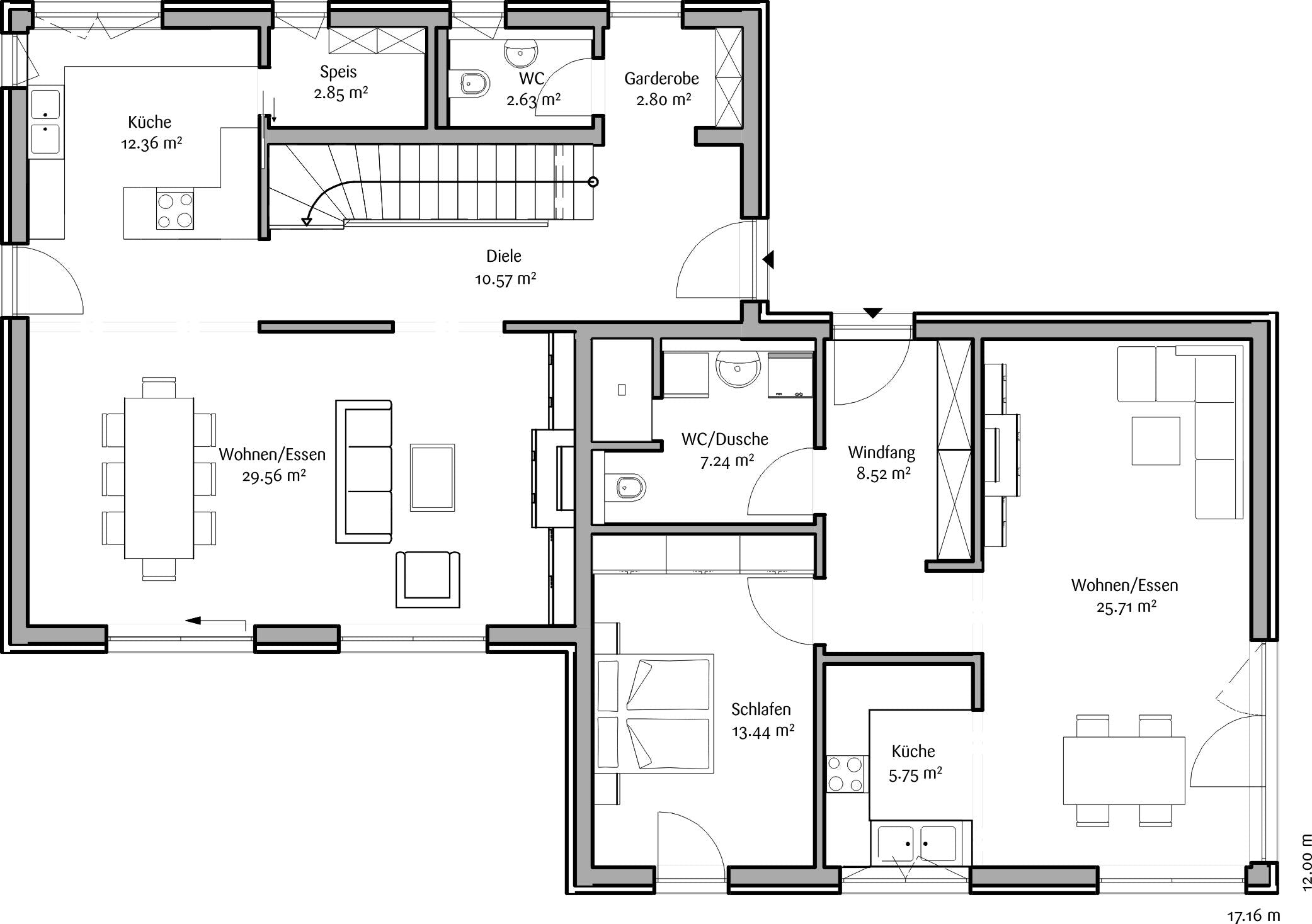 Fertighaus Modern 191 von FischerHaus Schlüsselfertig ab 473404€, Satteldach-Klassiker Grundriss 1