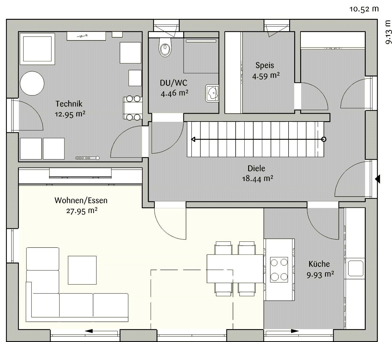 Fertighaus Modern 145 von FischerHaus Schlüsselfertig ab 329940€, Satteldach-Klassiker Grundriss 1