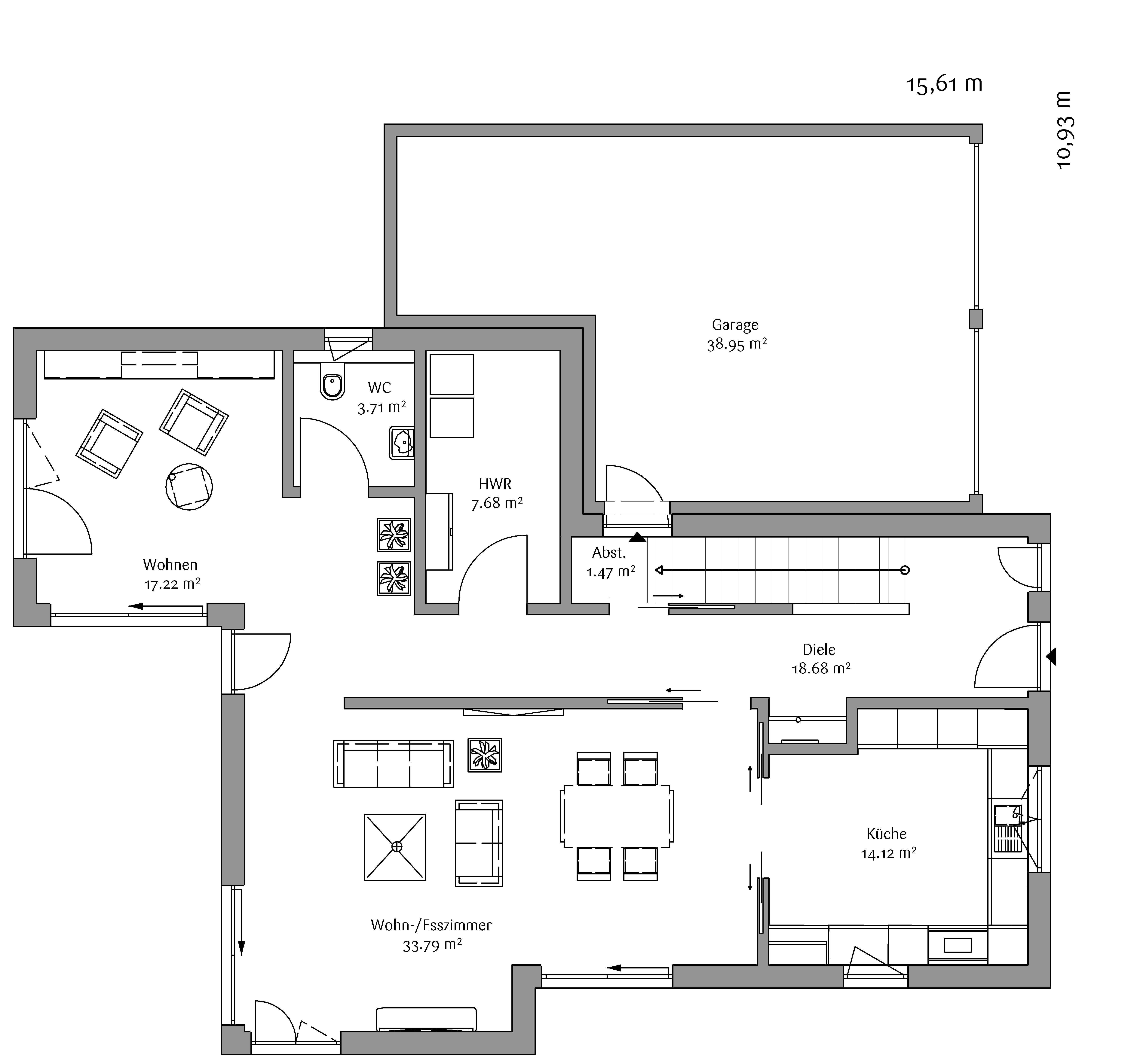 Fertighaus Modern 178 von FischerHaus Schlüsselfertig ab 391600€, Satteldach-Klassiker Grundriss 1